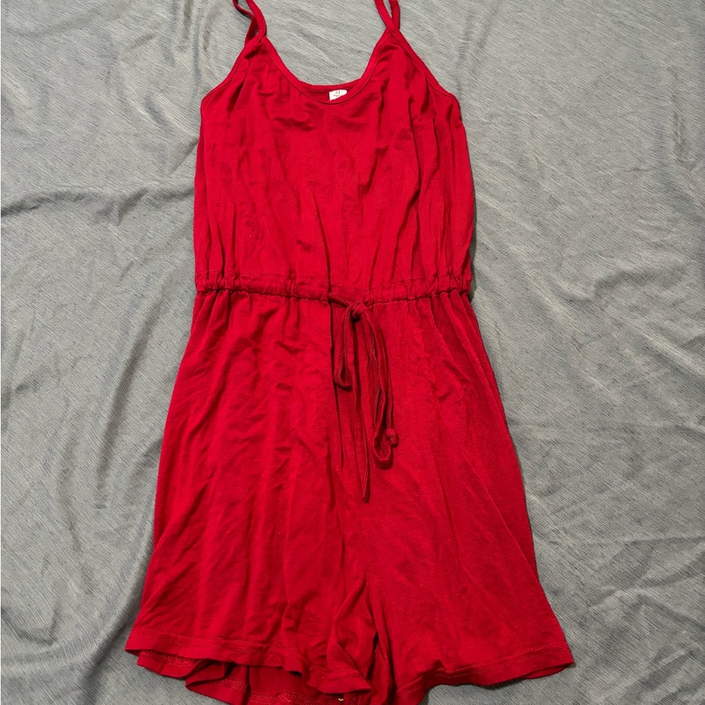 Red Spaghetti Strap Romper